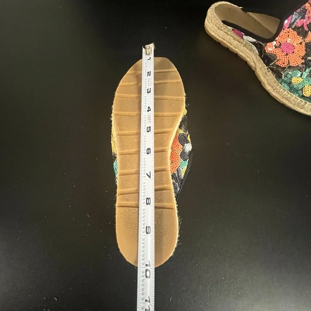 Anthropologie Maya Floral Sequin Espadrille‎ Slides 38 Sequence Made in Spain